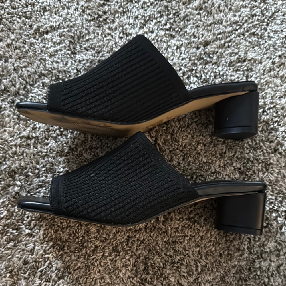 Black Chunky Sole Mules with Wide Straps - Picture 3 of 3